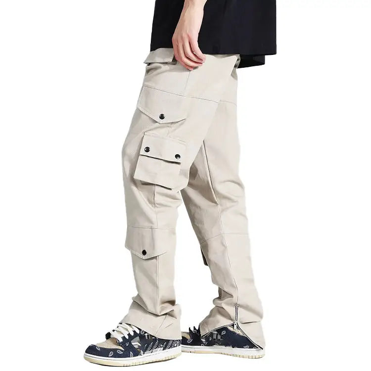 Custom Streetwear High Waist Casual Plus Size Track Stacked Outdoor Twill Baggy 6 Pocket 100% Cotton Cargo Pants Trousers Men'S