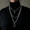 2025 Fashion Simple Hip Hop Sweater Chain Personality  Stainless Steel Necklace Design Jewelry Cross Necklace for Women