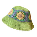 Factory Paper Straw Hat Women Beach Crochet Sun Wide Brim Hand Woven Flowers Daisy Bucket Straw Hat for Women