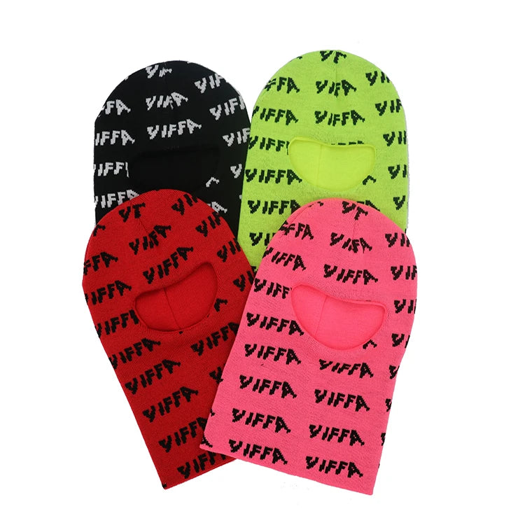 Custom Design All Over Print Jacquard Knit Logo Allover One Hole Balaclava Cagoule Skull Ski Mask