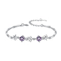 925 Sterling Silver Plated All Moissanite Diamond Bracelet 2mm Flower Charm for Women
