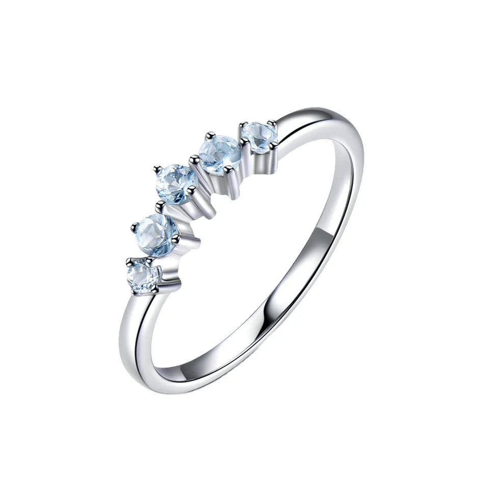 Drop Shopping Blue Topaz Stone Silver Ring 925 Sterling Promise Bezel  Wedding Ring