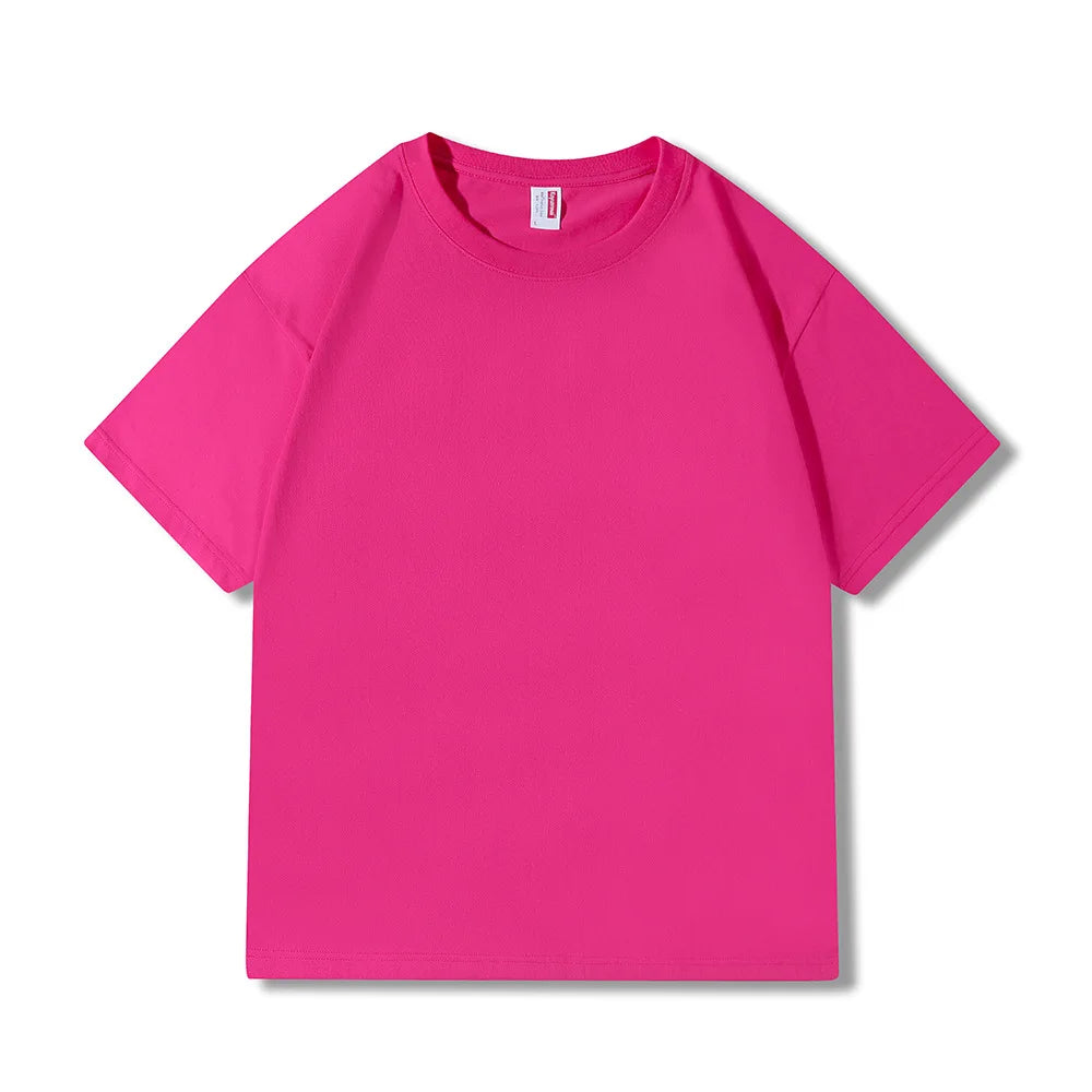 Customizable Short Sleeve Loose Siro Spun Combed Cotton T-Shirt Lightweight Plain Blank Personalized Printing Service Available