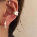 Fine Cuff Earrings 925 Sterling Silver Jewelry Hammered Wavy Adjustable Ear Clip No Piercing Earrings for Women MegaBDM