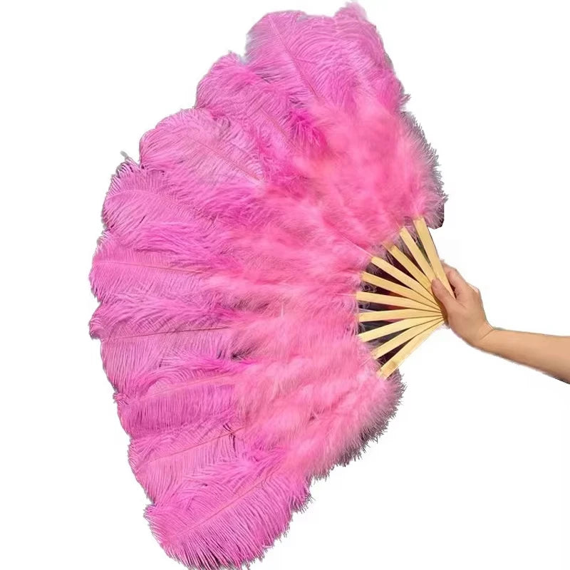 Ostrich Feather Hand Fans Belly Dance Bar Performance Wedding Props