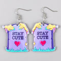 Hip Hop Funky Purple Tombstone Love Stars Witch's Hands Scary Nails Keep Cute Acrylic Arch Tombstone Earrings for Women