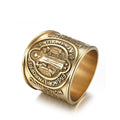Viking Ring Vintage Stainless Steel Antioxidant Northern Europe Worship Mysterious Cross Wide Edge Golden Ring for Male Men