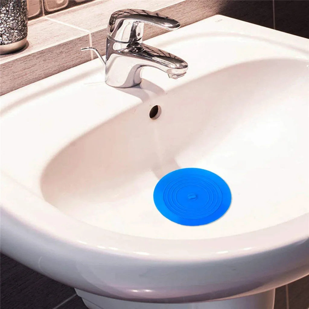 Round Silicone Bathtub Sink Drain Stopper with Hair Catcher Suction Cover for Kitchen Bathroom Laundry