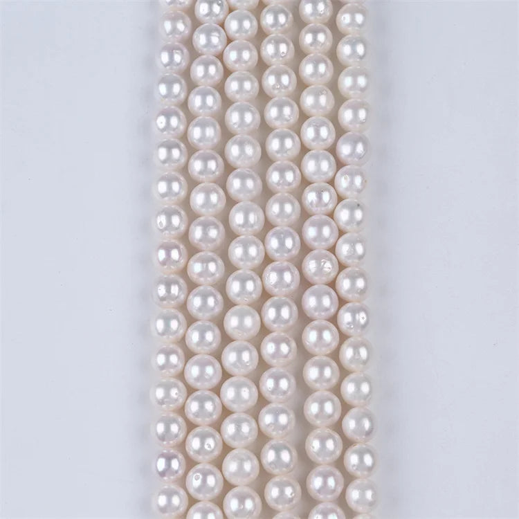 10-11mm Natural White Freshwater Round Pearl Strand for Jewelry Making Grade a