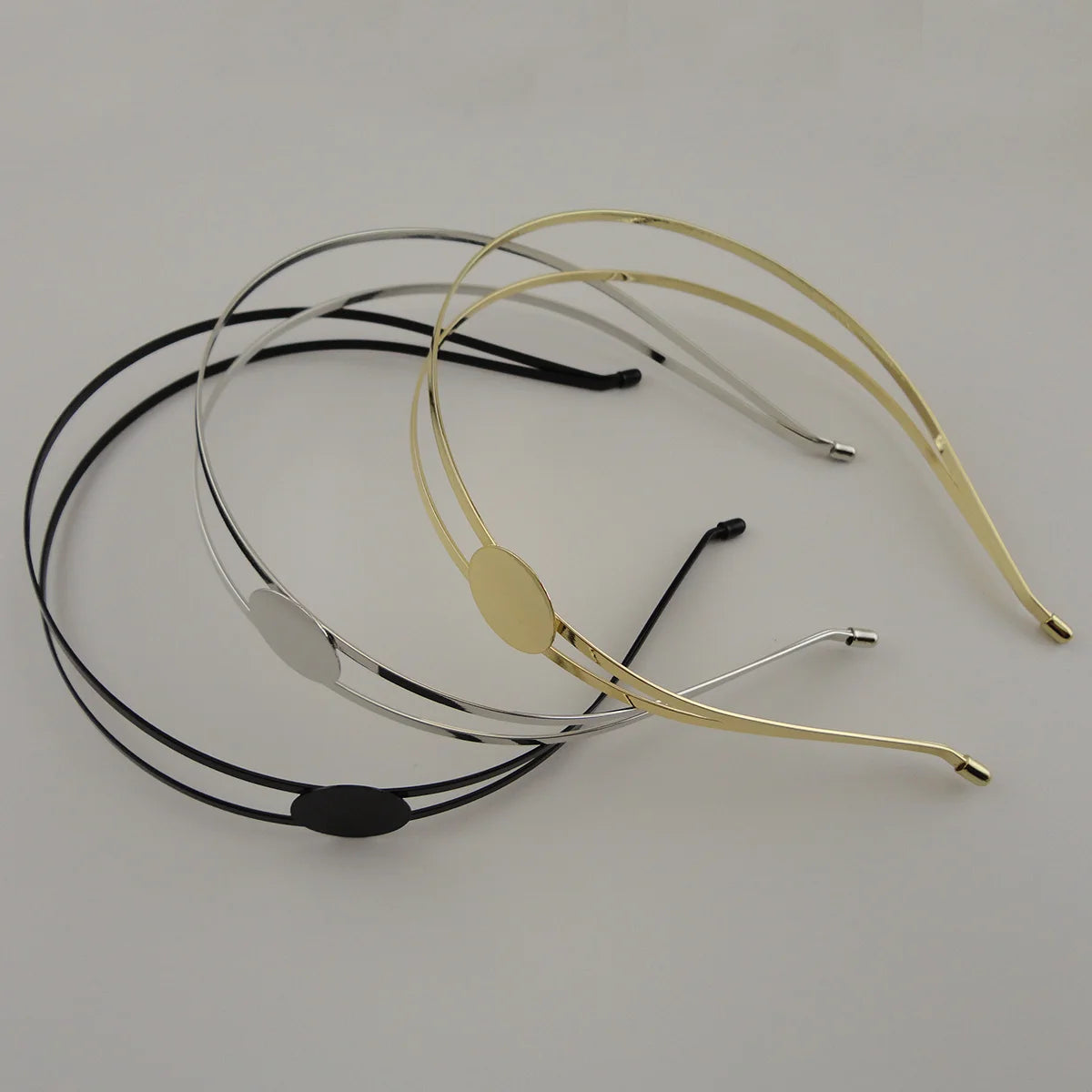 3mm Double Wire Metal Hair Headbands with 2cm Pallets Plain Hairbands for DIY Women Girls Hair Accessories