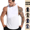 Men's Workout Hooded Tank Tops Sleeveless Gym Training Hoodies Bodybuilding Muscle Cut Off T-Shirt