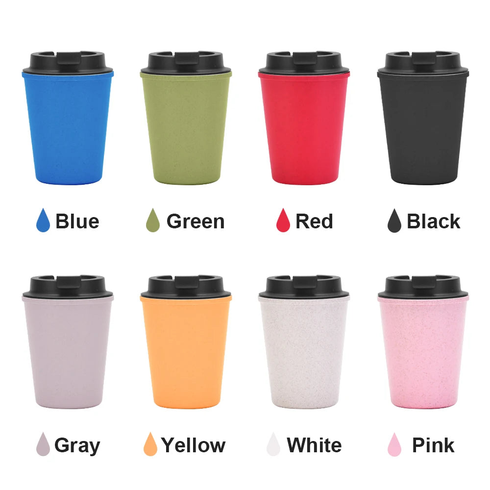 Wholesale 350ml Double Layer Water Cup Office Mini Wheat Coffee Tumbler Simple Design Portable Car Driver Wheat Fragrance Cup