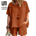 Liu Ming Oem Odm Custom Wholesale New Products Women Outfits Short Sleeve Tops Shirt and Shorts Set
