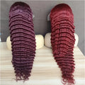 Glueless Brazilian Hair Natural Color 180% Density Deep Wave Lace Front Wigs Transparent for Lace Remy Virgin Long Length