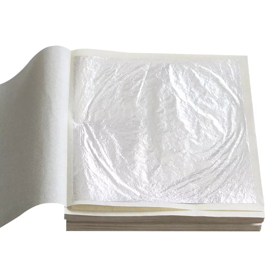 8*8 cm Genuine Edible Silver Leaf Foil Sheets for Bakery Decoration Ingredients Food Ingredients Facial Beauty