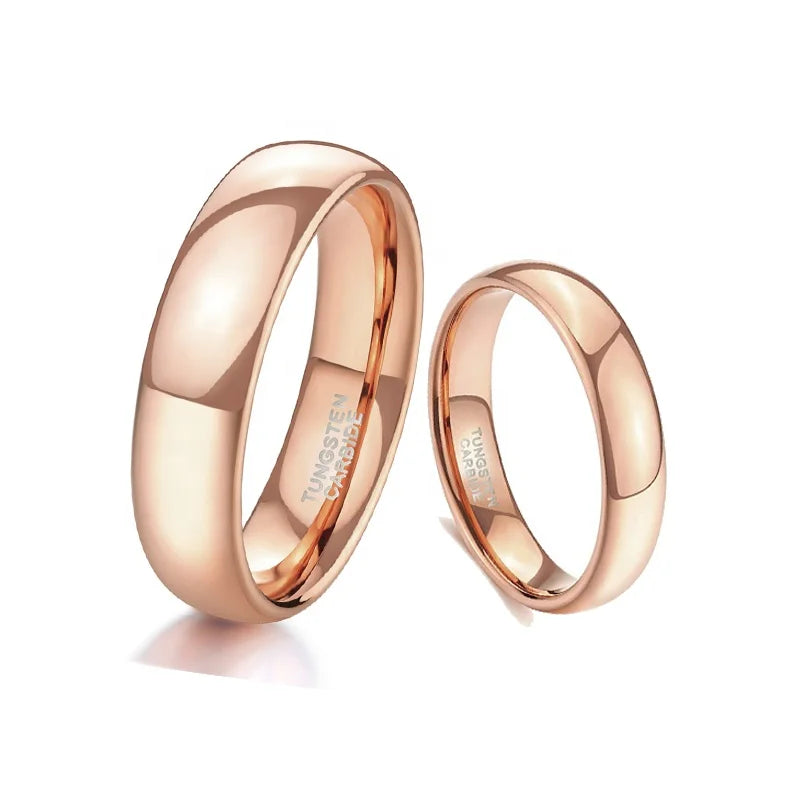 POYA Wholesale Women 4mm 6mm Rose Gold Plated Tungsten Simple Matching Wedding Band for Gift