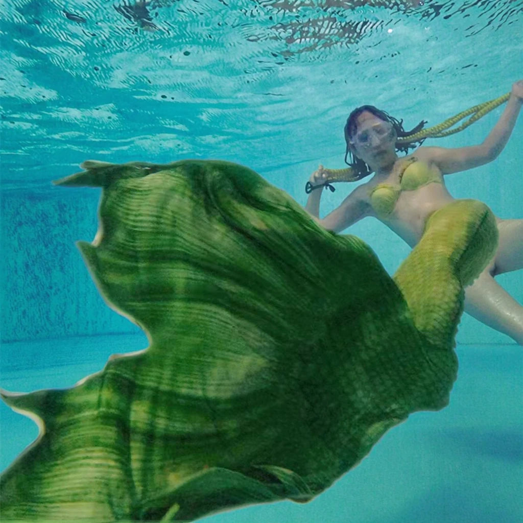 Mermaid Costume for Women Eco-Friendly Bikini Swim Tail 2-Piece Set with Digital Print and Monofin