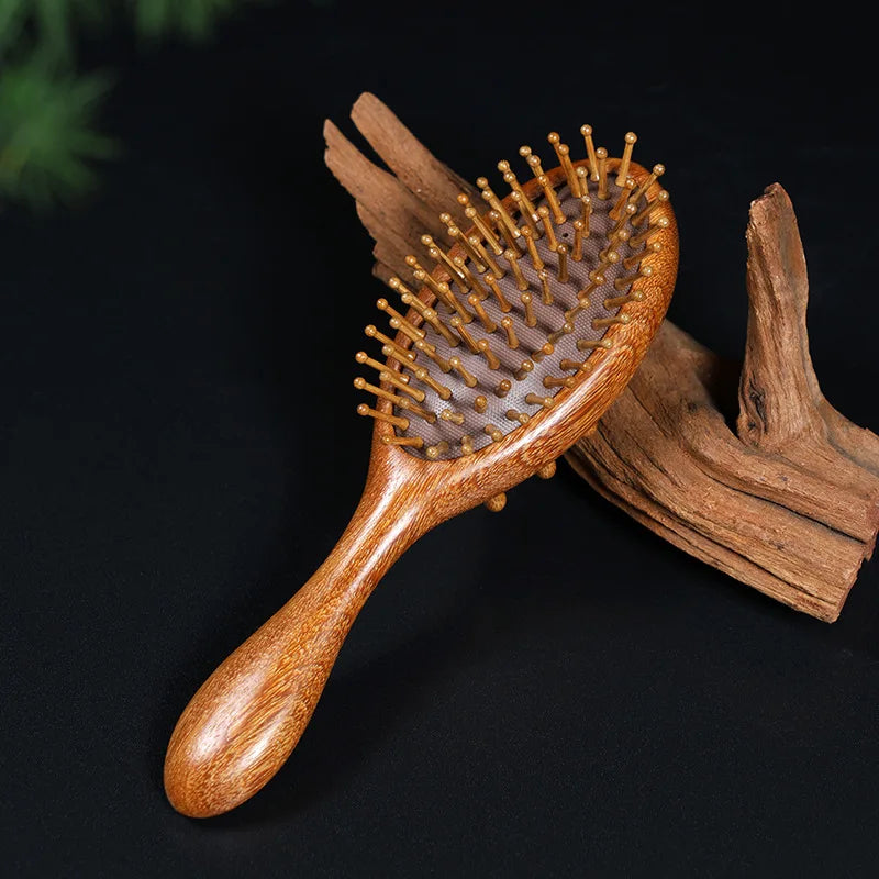 Factory Wholesale Double-Sided Sandalwood Fluffy Hair Comb Custom Logo Air Cushion Massage Tool for Home Use