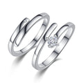 Dainty 925 Silver Plated Crystal Zircon Engagement Wedding Adjustable Couples Rings Set Jewelry for Lovers