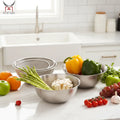 304 Stainless Steel Vegetable Fruit Washing Drain Basket Salad Mixing Bowls Set With Scale for Kitchen Wash Rice Basket