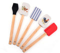 Logo Custom Wholesale 5 Piece Kitchen Baking Silicone Spatula Soft Set with Wooden Handle Box Utensils