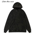 Men's Retro Vintage Raglan Cotton French Terry Sweatshirt Hood Wholesale High Street Winter Over-the-Head Hoodies Washed Style