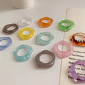 Trendy Summer Transparent Acrylic Ring Thin Irregular Geometric Cute Candy Stacking Finger Ring Healing Jewelry