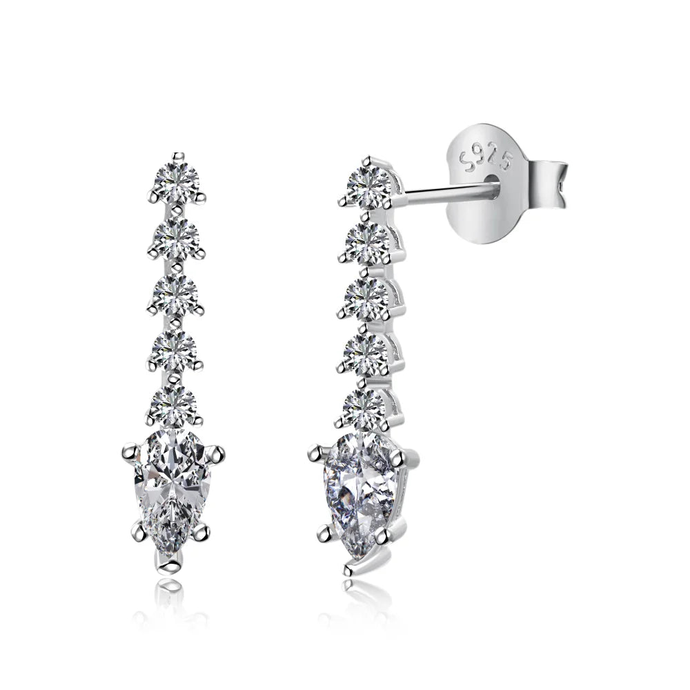 Dylam Korean Flower Drop Shape Diamond Luxury Hoop Earrings 18K Gold Plated S925 Silver Studs for Women Engagement Wedding Party