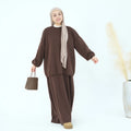 New Islamic Modest Fashion 2-Piece Set Casual Knitted Tops Skirt for Winter Fall Traditional Muslim Abaya Eid Outfits