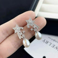New Comet Pearl Earrings Silver Plated Ear Pins with AAAA Grade Natural Freshwater Rice Shape Drop Pearls Trendy Women's Jewelry