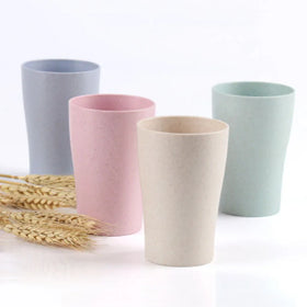 4pcs Cheap Price Biodegradable Bathroom Toothbrush Holder Gargle Mug Wheat Straw Plastic Wash Cup