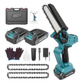 Mini 6-Inch Electric Cordless Chainsaw with 2 Batteries 2 Chains Power Battery Portable Handheld Chainsaw for Tree Trimming