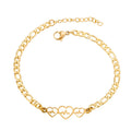 Fashion 18K Gold PVD Plated Stainless Steel Charm Heart Shape Heartbeat Bracelet Jewelry for Women