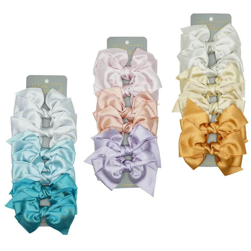 MIO Handmade Bow Knot Hair Pin Set 6pcs/ Set Girl Ribbon Bows Hair fairy Ribbon Hair Bow Clip Kids Children Hairpins