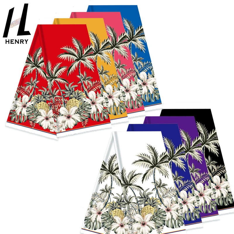 Various Colors of Optional Hawaiian Fruit Pineapple Coconut Tree Print Design Fabrics by the Yard Fabric for Dress