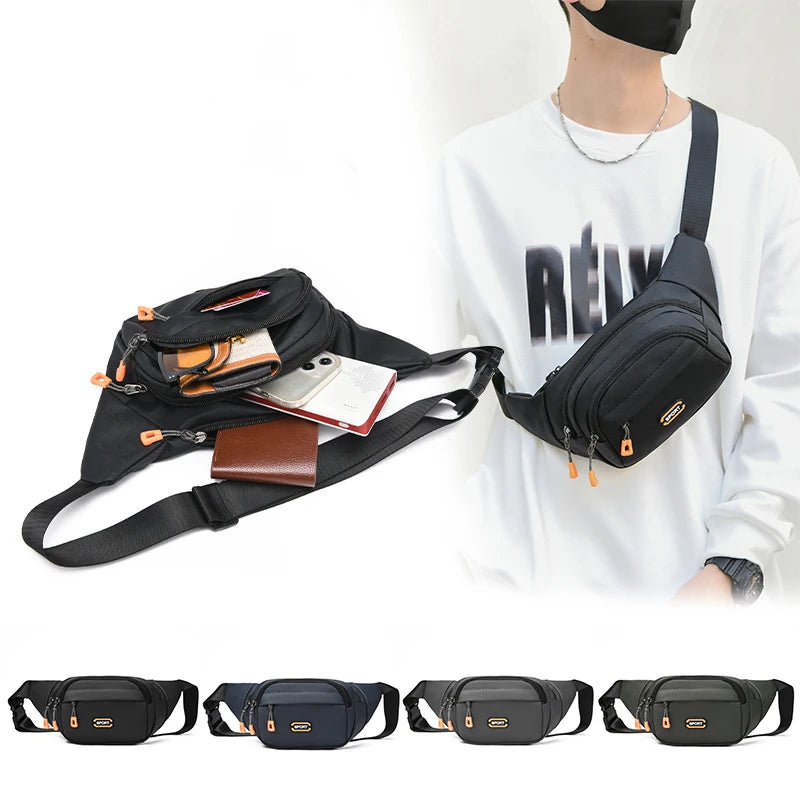 Waterproof Crossbody Fanny Pack Belt Bag With 4 Zipper Pockets Sports Workout Traveling Running Casual Waist Pack Phone Bag