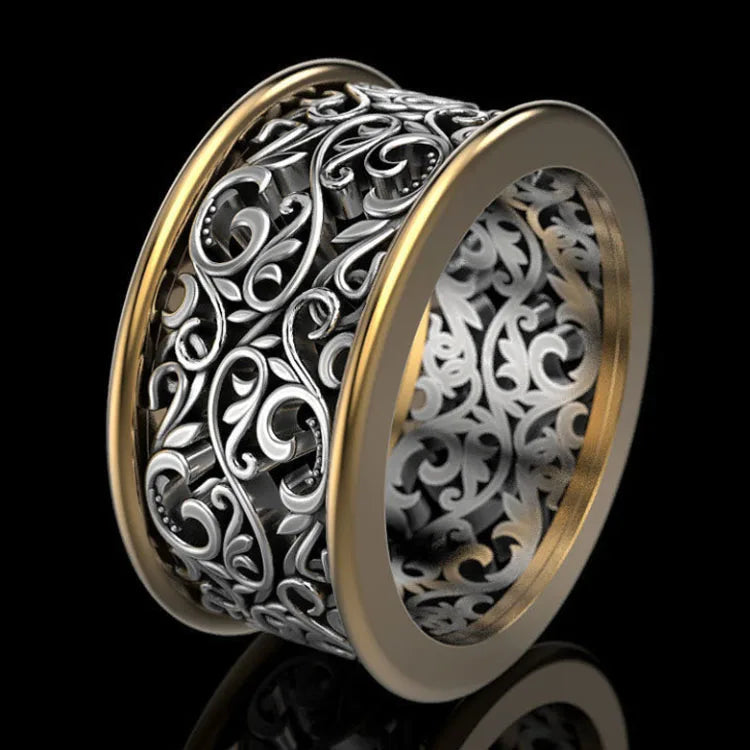 Wholesale Cheap Retro Creative Round Hollow Pattern Stainless Steel Jewelry Turkish Italian Silver Rings for Men