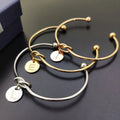 Knot Cuff Bracelets for Unisex Dainty Gold Initial Letter A-Z Charm Pendant Stainless Steel Jewelry