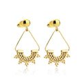 Unique Design Beads Charm Triangle Dangle Earrings Plain Gold Plated Brass Drop Earrings for Women Fashion Jewelry Brinco