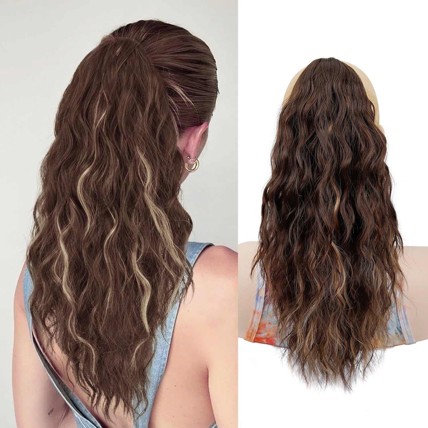 Claw Clip Ponytail Extension Wavy Pony Tails Hair Extensions Fluffy Clip on Ponytails for Women Synthetic Hairpieces