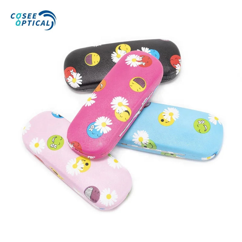 Fancy Kids Leather Reading Glasses Case Stock Eyewear Box for Prescription Spectacles
