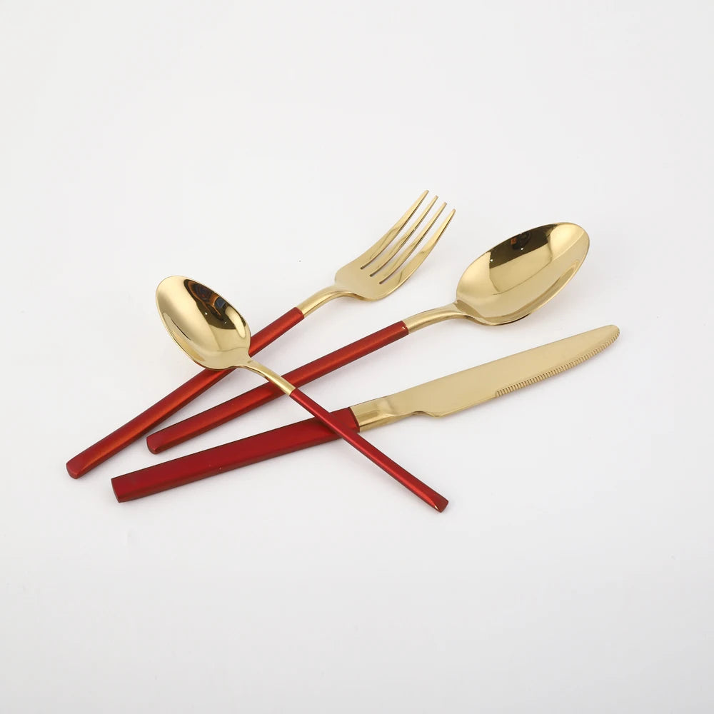 Household Kitchen Tableware Thickened Material Tri-color Handle Exquisite Custom Tableware Set