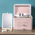 Waterproof Dustproof Makeup Storage Box With Dust Free Cover Portable Handle Fully Open Waterproof Lid Cosmetic Storage Box