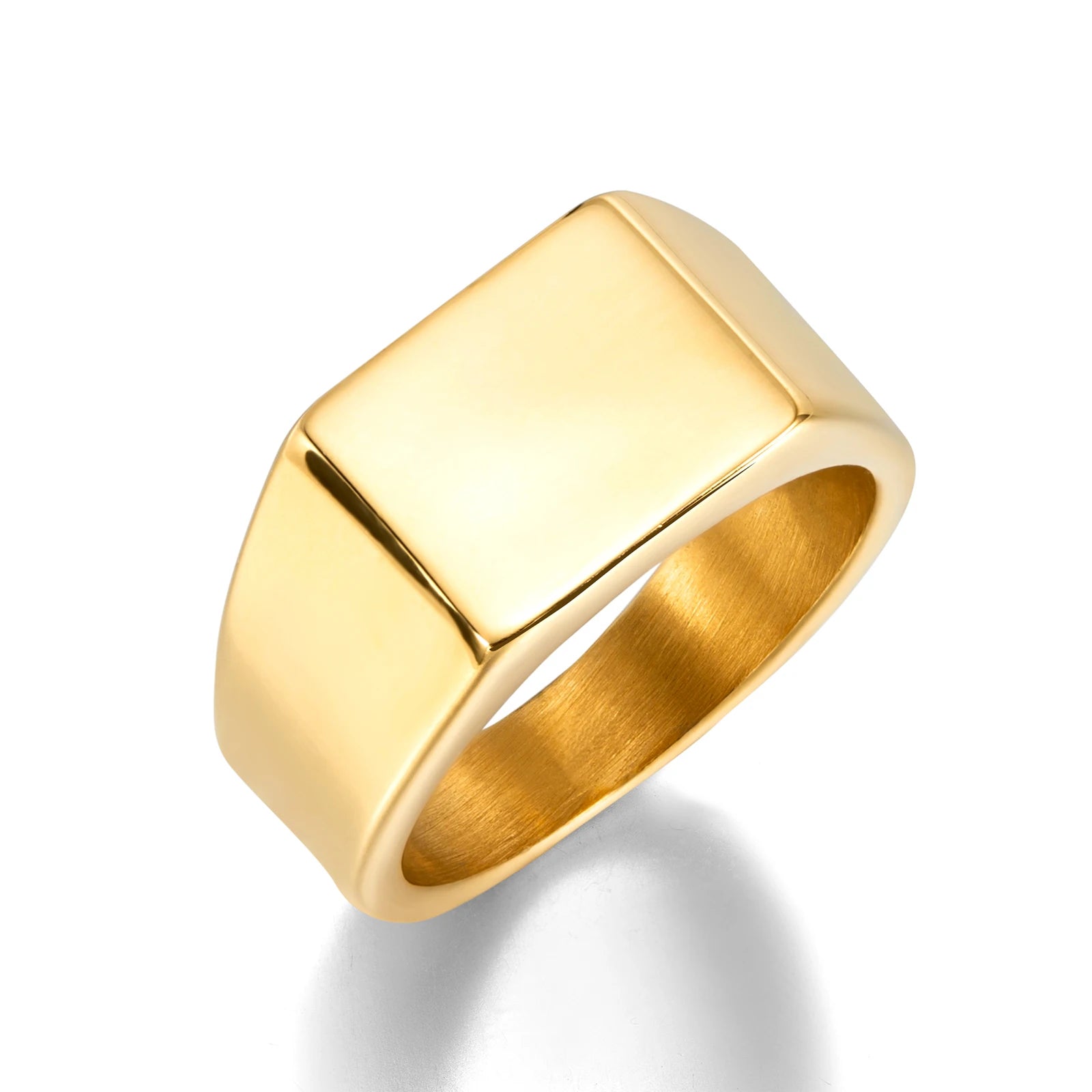 Trendy Man Signet Ring Jewelry Personality Custom Name Man Ring Stainless Steel Gold Ring for Man
