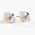 Minimalist Natural Gemstone Amethyst Earrings Rose Quartz Crystal Stone Stud Earrings for Women Jewelry