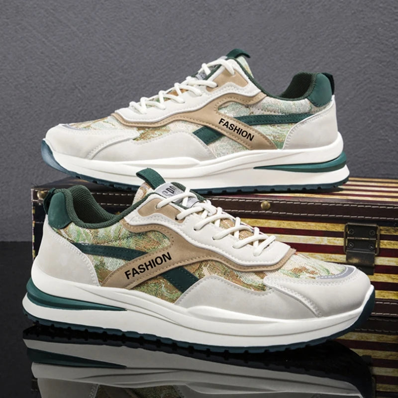 New Gradient Contrast Breathable Sneakers Spring Fashion Comfortable Casual Running Shoes Men