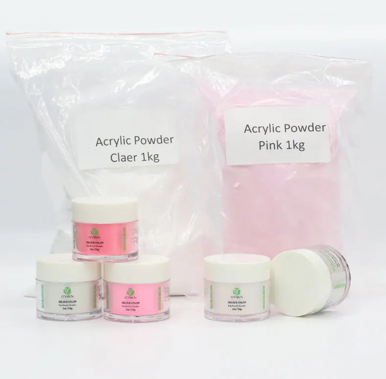 Custom Acrylic Powder Professional Salon Quality Clear Acrylic Powder 1 Kg Nail Acrylic Dip Powder Kit Pink Nail Supplies