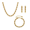 Trendy 18K Gold Plated Stainless Steel Hip Hop Thick Chain Women Chokers Necklace Bracelet and Earrings Set