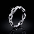 Fashion Personality Hollow Geometric Chain Ring S925 Sterling Silver Wedding Engagement Ring for Women