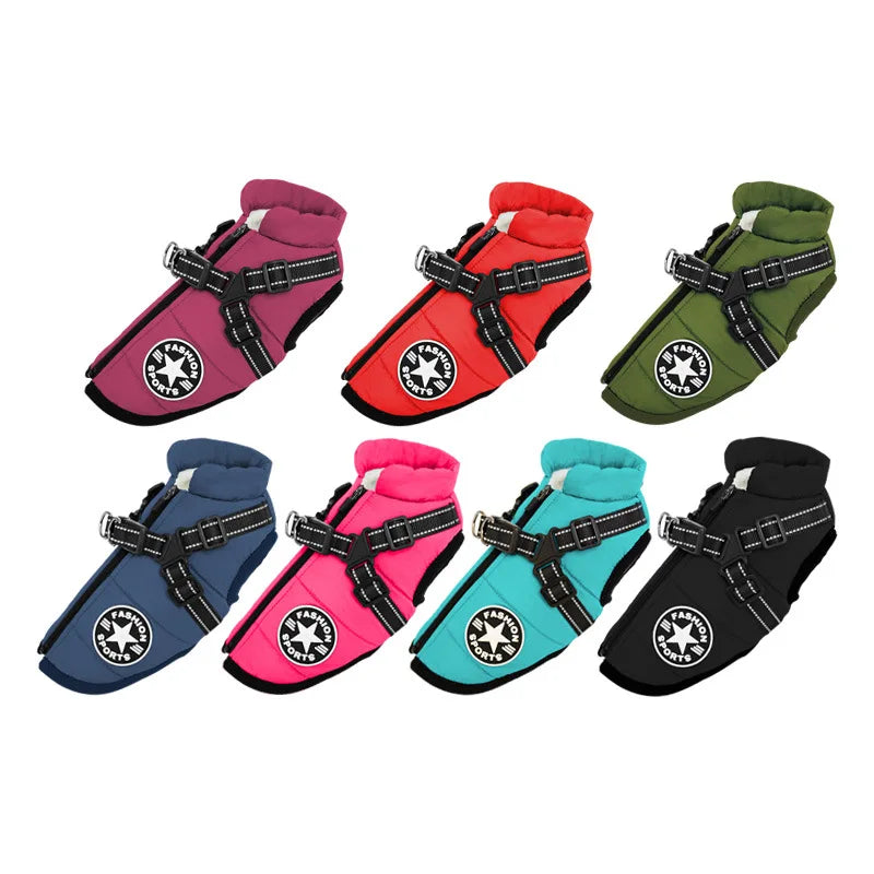 Pet Clothes for Dogs Warm Pets Dog Sweater Jacket Harness Winter Dogs Clothing for Labrador Waterproof Pet Coat